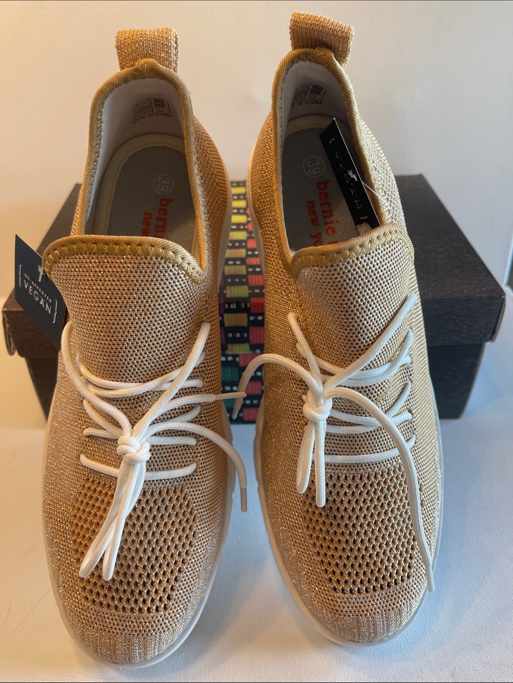 NIB BERNIE MEV NEW YORK CARA SLIP ON MEMORY FOAM SNEAKER CHAMPAGNE SHIMMER - Picture 8 of 13